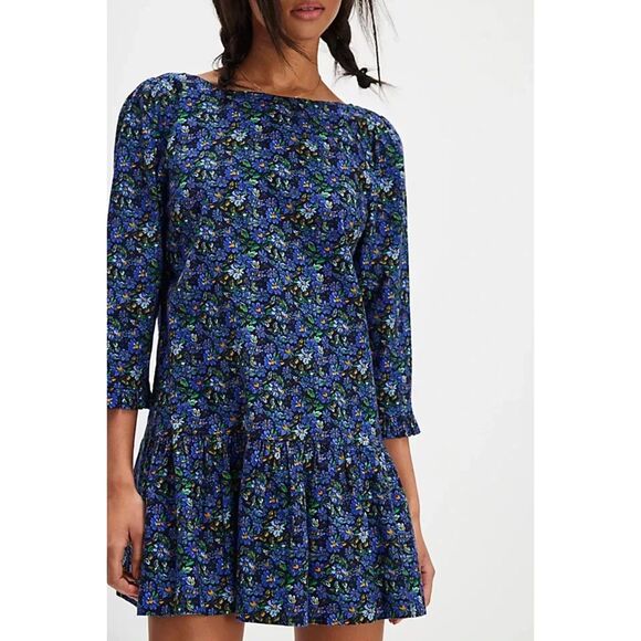 Free People Women's The Avenue Mini Dress Blue Floral Size S NWOT 97% cotton - Picture 3 of 8